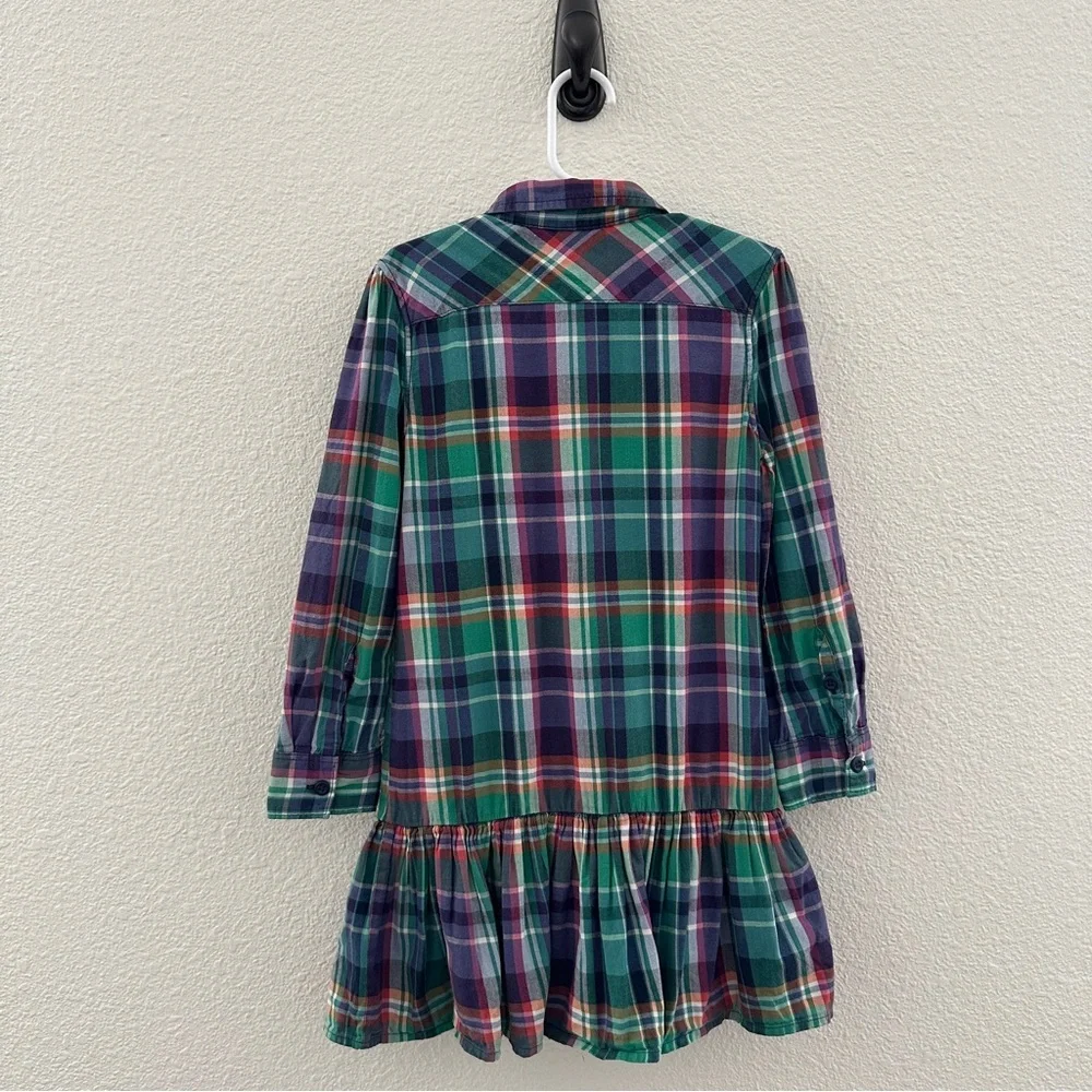Ralph Lauren Green Navy Red Plaid Cotton Shirt Dress